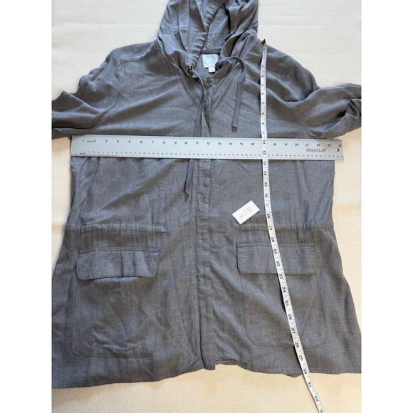 Sunday women's grey full zip hooded lightweight jacket Size XL Drawstring Waist - Picture 5 of 12